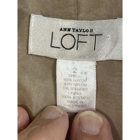 ANN TAYLOR LOFT Tan Blazer Sz 2 XS Career Office Classic Professional Preppy - Picture 8 of 16